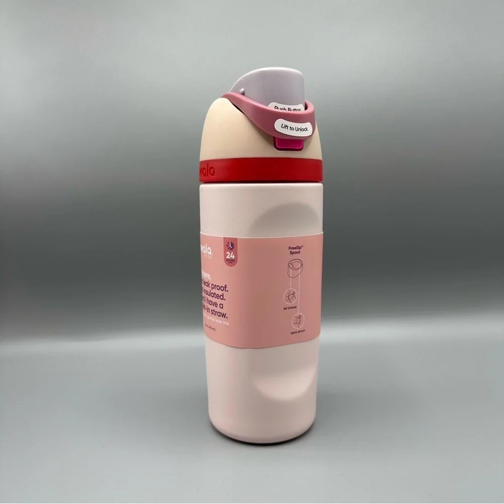 Owala Kids Insulated Water Bottle with Straw 16 oz Pink Red